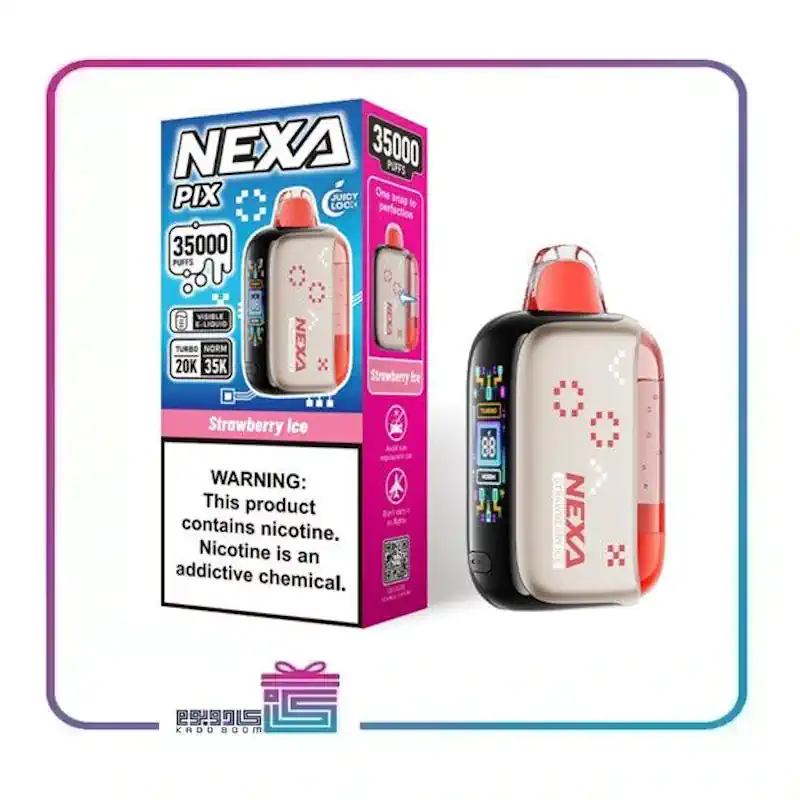 پاد یکبار مصرف نکسا طعم توت فرنگی یخ 35 هزار پاف nexa disposable pod 35000 puff